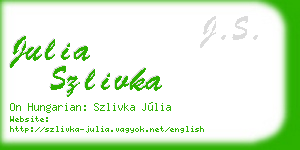 julia szlivka business card